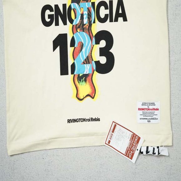 RIVINGTON ROI REBIS Yellow Alphabet Cross Print T-Shirt - Yellow Short Sleeve - Picture 9 of 15